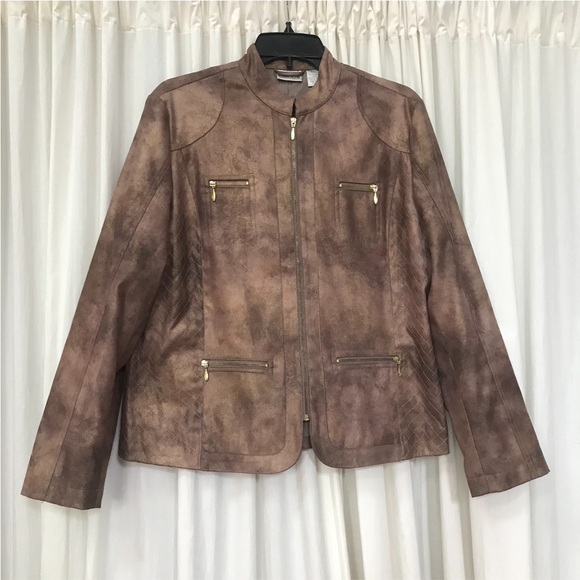 Chico's size 1 Gold Brown Moto Jacket M 8 - Picture 4 of 6